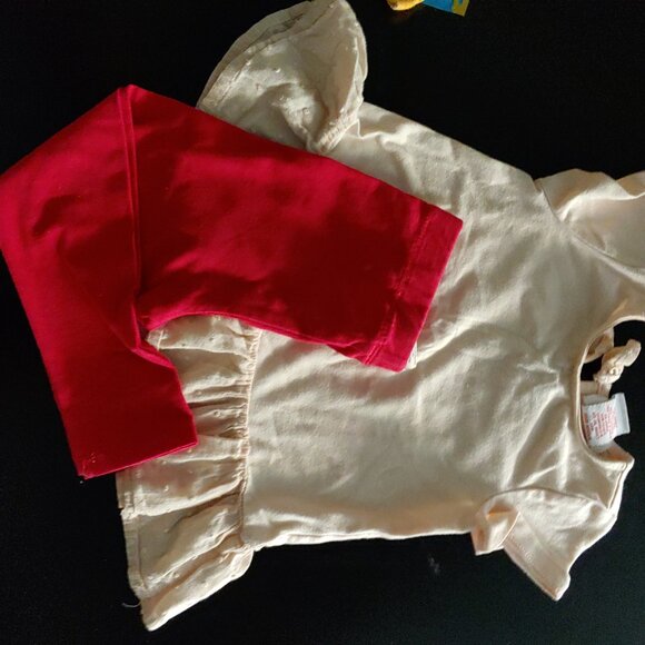 Baby girl soft pink top and red pants set 18mm - Picture 5 of 8